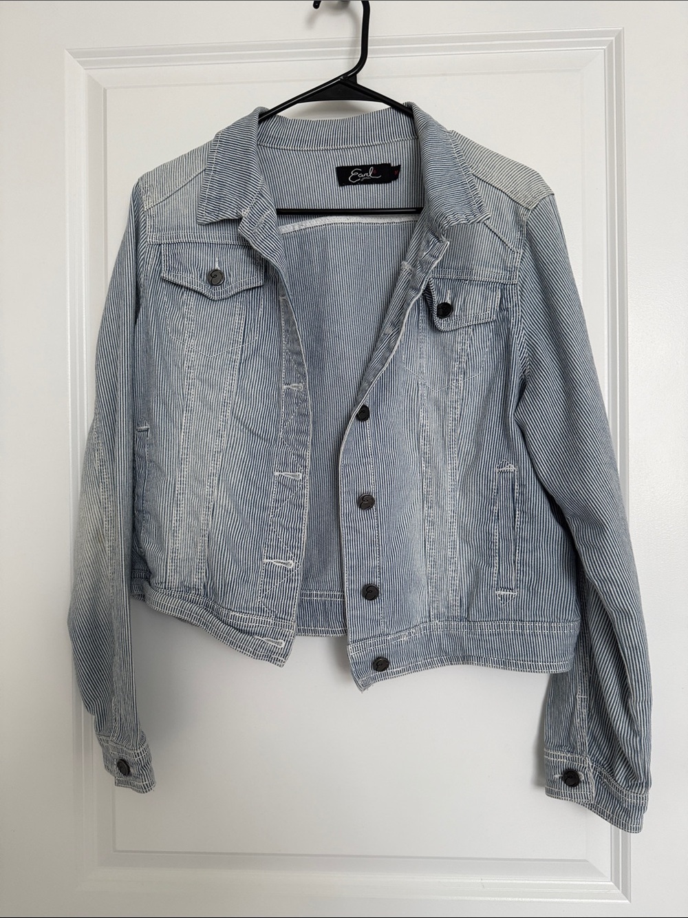 Earl Jeans Light Blue Striped Denim Jacket